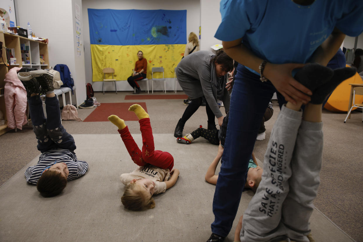 Ukrainians spend time at the UNICEF facility in Warsaw, Poland, Wednesday, Nov. 9, 2022. The U.S. Ambassador to the United Nations says she does not expect the U.S. midterm election to weaken U.S. support for Ukraine given the bipartisan support for Kyiv since Russia’s invasion of its neighbor. Linda Thomas-Greenfield spoke after she visited a UNICEF center in Warsaw that has become a hub for Ukrainian refugee children in their mothers, offering educational support and therapy. (AP Photo/Michal Dyjuk)