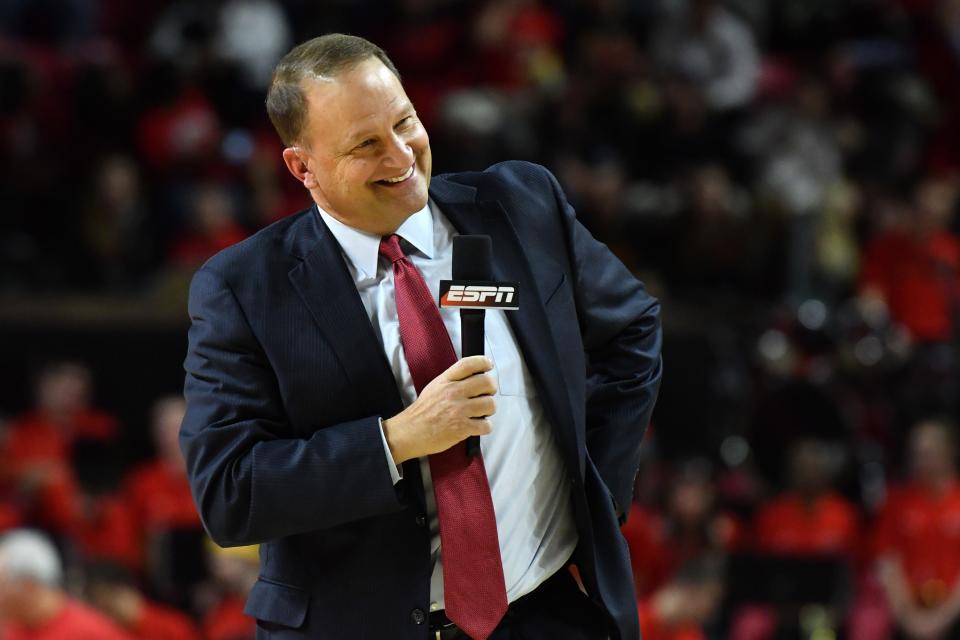 Dan Dakich, seen here covering a game in 2017, will no longer serve as a college basketball analyst for ESPN.