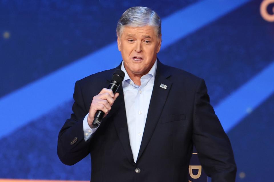 Sean Hannity speaks onstage during the 2023 FOX Nation Patriot Awards at The Grand Ole Opry on November 16, 2023 in Nashville, Tennessee (Getty Images)