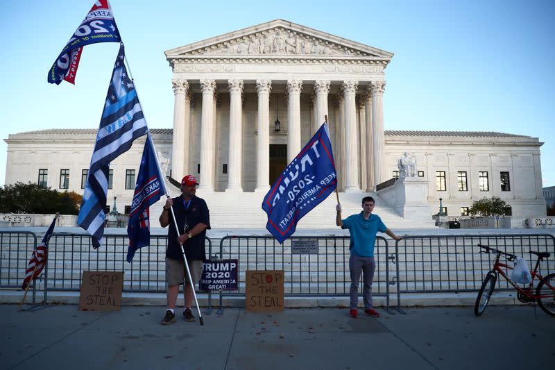 FILE PHOTO: Supporters of U.S. President Donald Trump protest outside the U.S. Supreme Court building in Washington