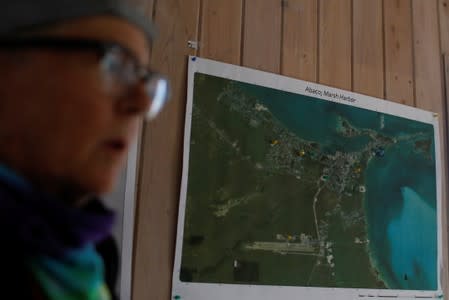 A map of Marsh Harbour is seen in a facility used by the NGO World Central Kitchen during a meeting before a food distribution operation, after Hurricane Dorian hit the Abaco Islands in Marsh Harbour