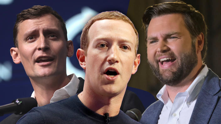 Blake Masters, Mark Zuckerberg and J.D. Vance.