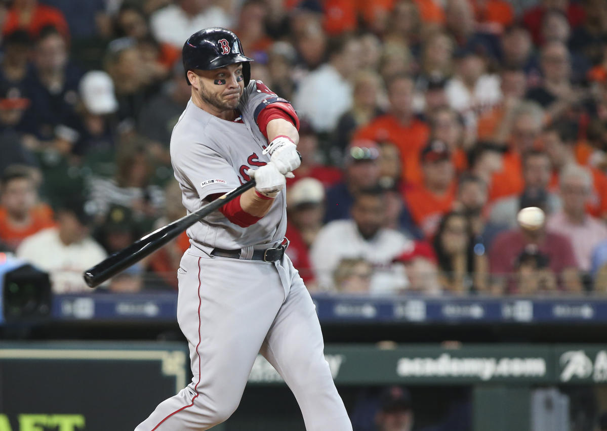 Steve Pearce of the Boston Red Sox poses for a portrait during