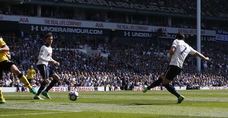 Britain Football Soccer - Tottenham Hotspur v Watford - Premier League - White Hart Lane - 8/4/17 Tottenham's Son Heung-min scores their fourth goal Action Images via Reuters / Paul Childs Livepic