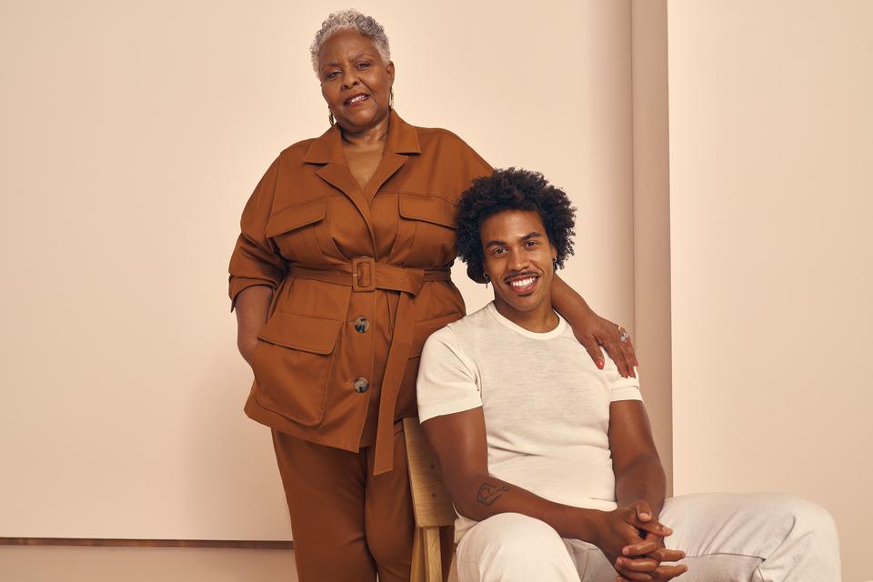Charles Harbison and his mother, Dana Linebarger, in the ad campaign. - Credit: courtesy shot.
