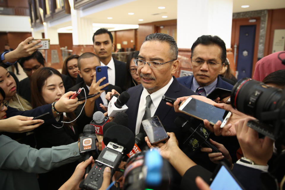 Sembrong MP Datuk Seri Hishammuddin Hussein is pictured in Parliament November 18, 2019. — Picture by Yusof Mat Isa