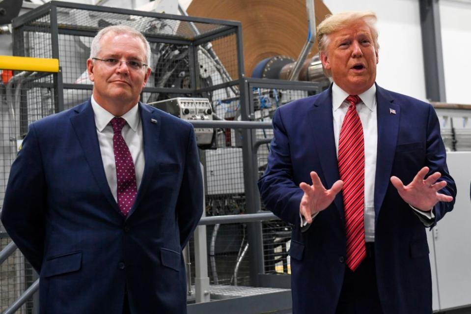 Scott Morrison (left) pictured alongside US leader Donald Trump. 