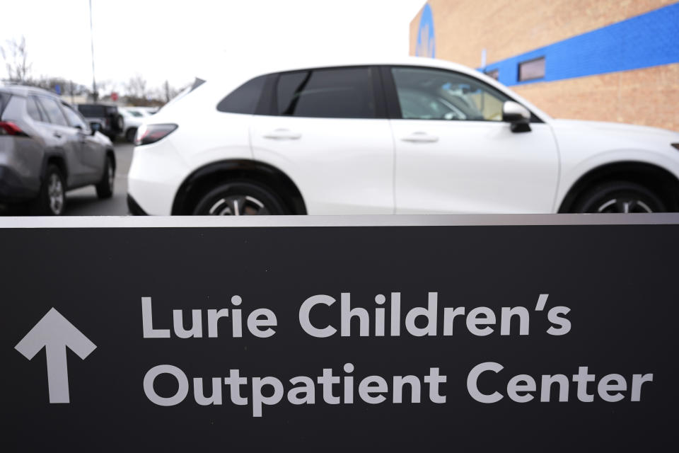 Lurie Children's Hospital information sign is seen outside hospital, Monday, Feb. 5, 2024, in Skokie, Ill. A Chicago children's hospital has been forced to take its networks offline after an unspecified digital attack, limiting access to medical records and hampering communication by phone or email since the middle of last week. (AP Photo/Nam Y. Huh)