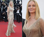 <p>Schön, schöner, Uma: Mit ihren 47 Jahren ließ Schauspielerin Uma Thurman auf den Filmfestspielen in Cannes als Golden Girl in Atelier Versace die jüngere Konkurrenz verblassen. (Bilder: AP) </p>