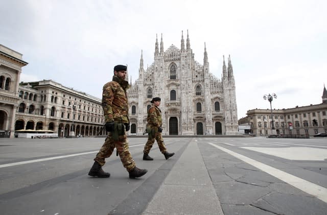 Soldiers on patrol in Milan