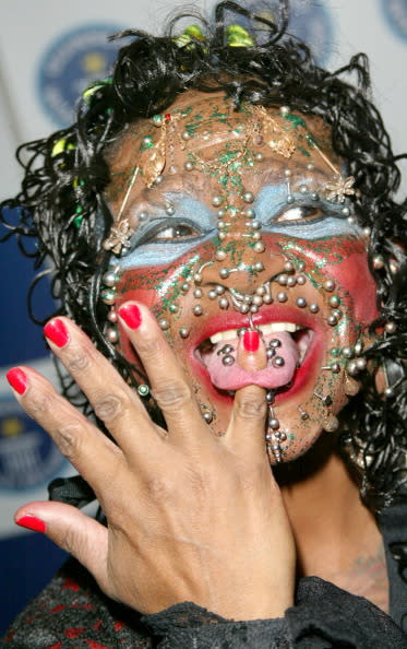 Elaine Davidson, the most pierced woman during 50th Anniversary Party for the Guinness Book of World Records at The Royal Opera House in London, Great Britain. (Photo by Tim Whitby/WireImage)