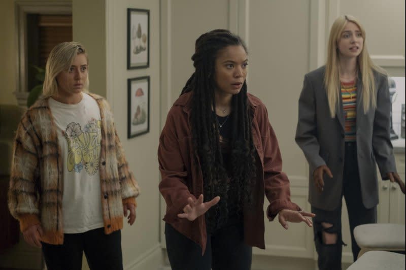 From left, Lizze Broadway, Jaz Sinclair and Maddie Phillips star in "Gen V." Photo courtesy of Prime Video