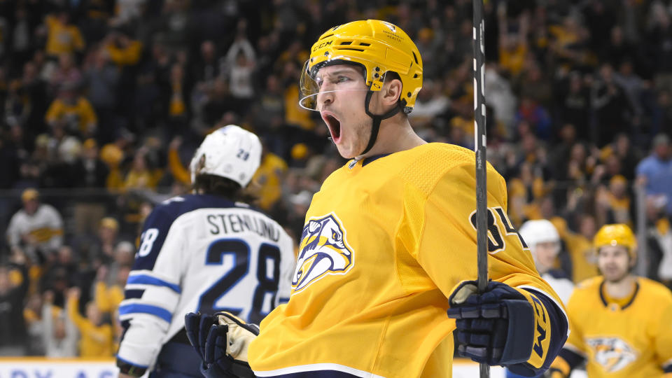 The Predators got quite the haul for Tanner Jeannot ahead of the NHL trade deadline in a deal with the Lightning. (Steve Roberts-USA TODAY Sports)