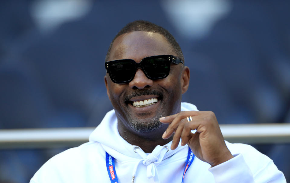 Idris Elba in the stands prior to the NFL International match at Tottenham Hotspur Stadium, London. Picture date: Sunday October 9, 2022.