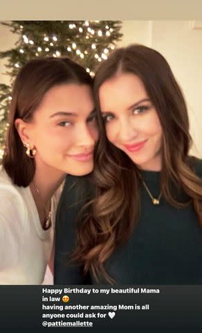 <p>Hailey Bieber/Instagram</p> Hailey Bieber with Justin Bieber's mom, Pattie Mallette.