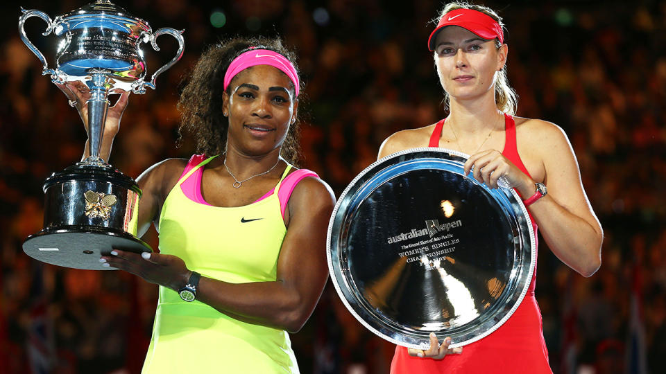 Serena Williams and Maria Sharapova, pictured here at the Australian Open in 2013.