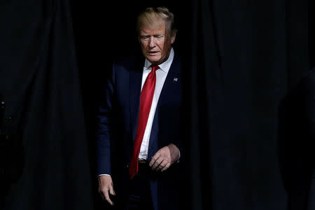 U.S. Republican presidential nominee Donald Trump arrives at a campaign rally in Pueblo, Colorado, U.S., October 3, 2016. REUTERS/Mike Segar