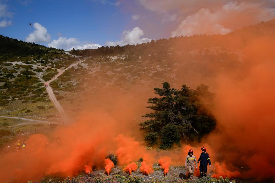 Wildfires burning in Greece in May (Copyright 2024 The Associated Press. All rights reserved)