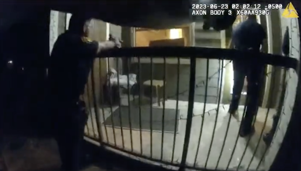 Police body-worn camera footage shows officers firing into the home of Melissa Perez (San Antonio Police Department)