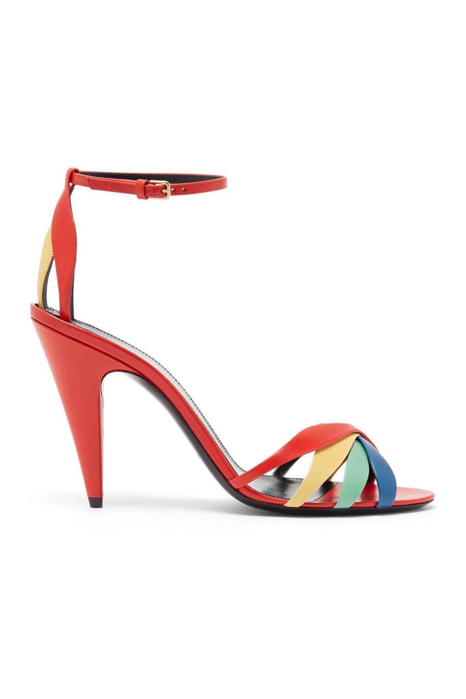 Kristen Cone-Heel Leather Sandals