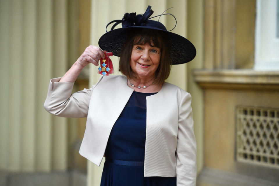 Julia Donaldson with her CBE for services to Literature after an investiture ceremony at Buckingham Palace on May 2, 2019.