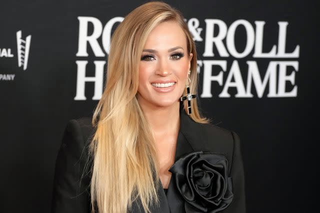 <p>Jeff Kravitz/FilmMagic</p> Carrie Underwood attends the 38th Annual Rock & Roll Hall of Fame Induction Ceremony at Barclays Center in November 2023 in New York City