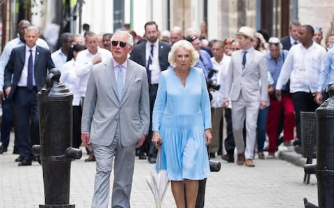 The couple drew excited crowds on their visit to the Cuban capital - Credit: Jane Barlow/PA