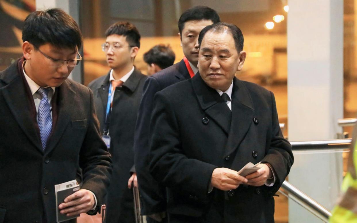 North Korean official Kim Yong Chol at Beijing International Airport en route to the US - Kyodo News