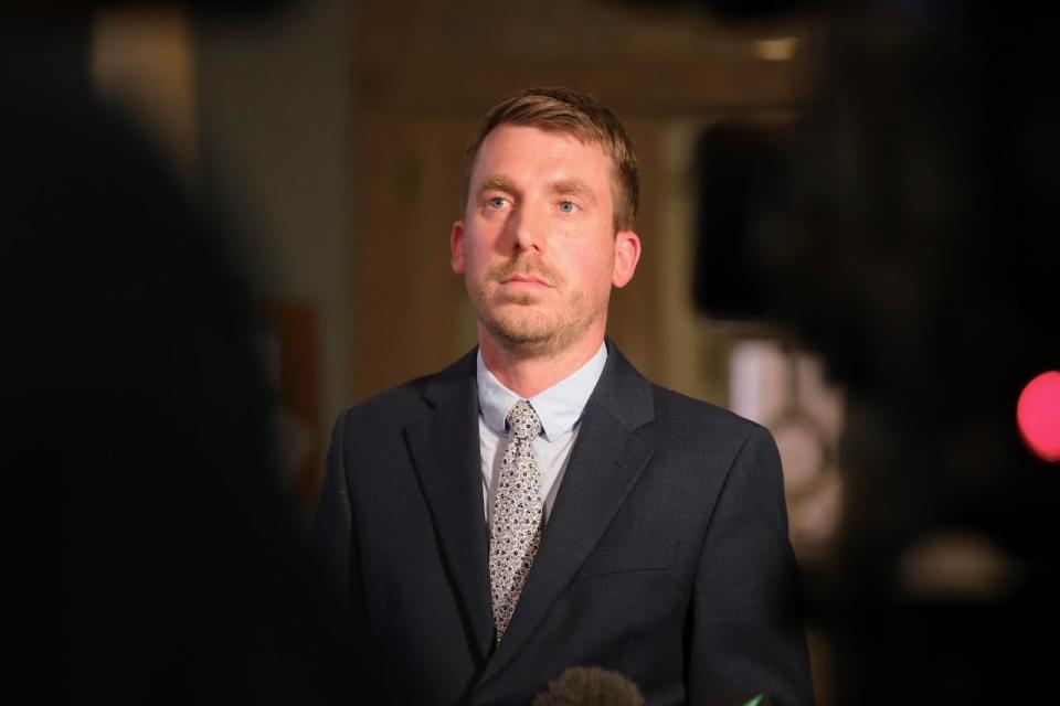 Liberal MLA Braedon Clark at the Legislature Thursday. 