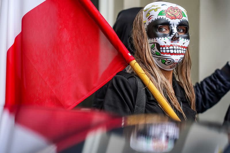 FILE PHOTO: People protest against the Polish government's decision to impose new measures to curb the spread of coronavirus disease (COVID-19) in Bydgoszcz