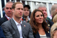 Prince William, Duke of Cambridge and Catherine, Duchess of Cambridge watch the Show Jumping Equestrian event on Day 4 of the London 2012 Olympic Games at Greenwich Park on July 31, 2012 in London, England. (Photo by Alex Livesey/Getty Images)