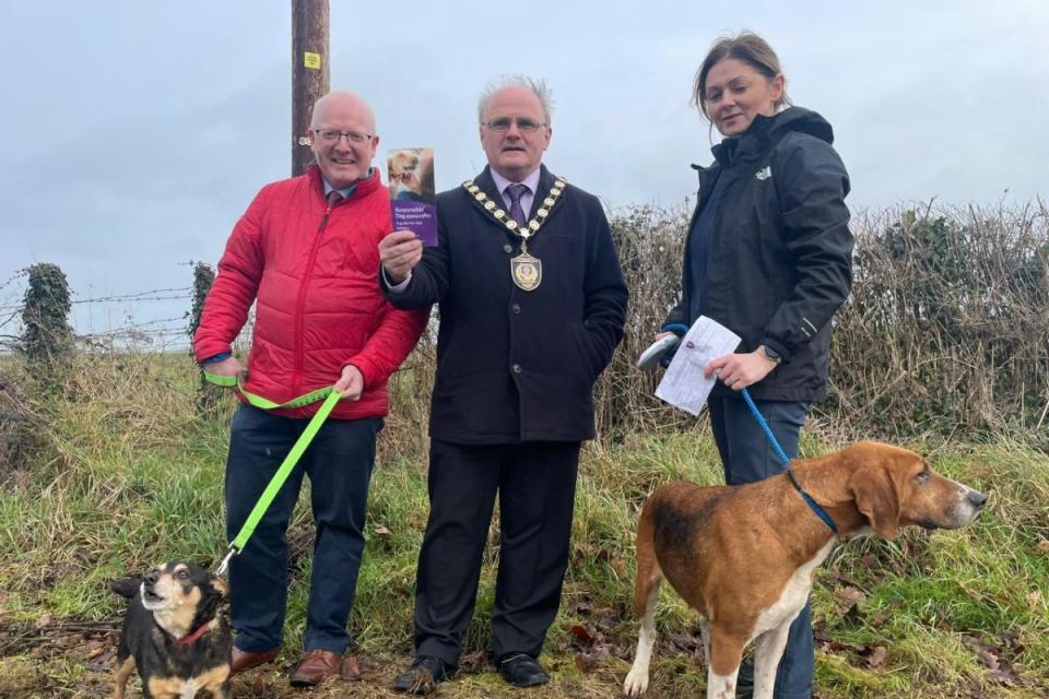 Pictured on behalf of Fermanagh and Omagh District Council are Clement Kennedy, Principal Officer, Animal Welfare and Dogs; Councillor Barry McElduff, Chair; and Brenda Leonard, Enforcement Officer, Dog Control.