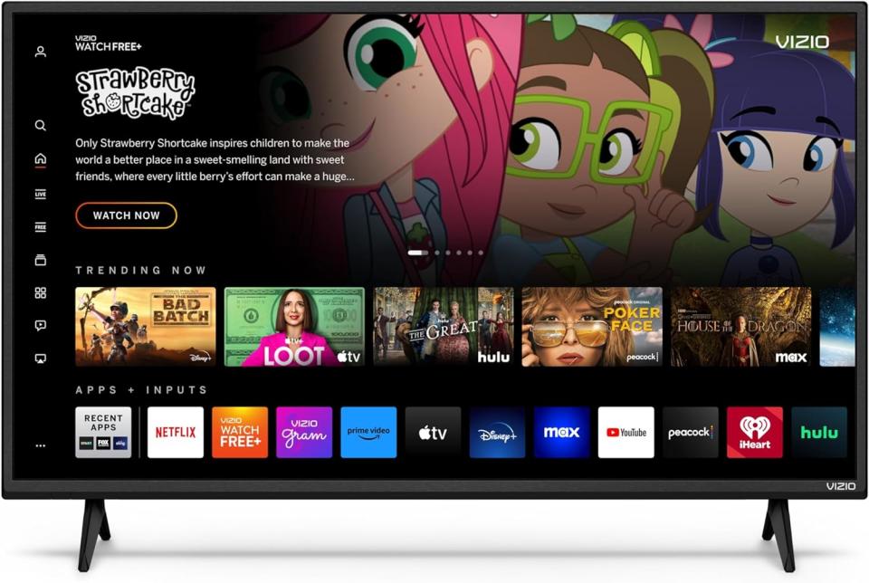 black tv with streaming apps