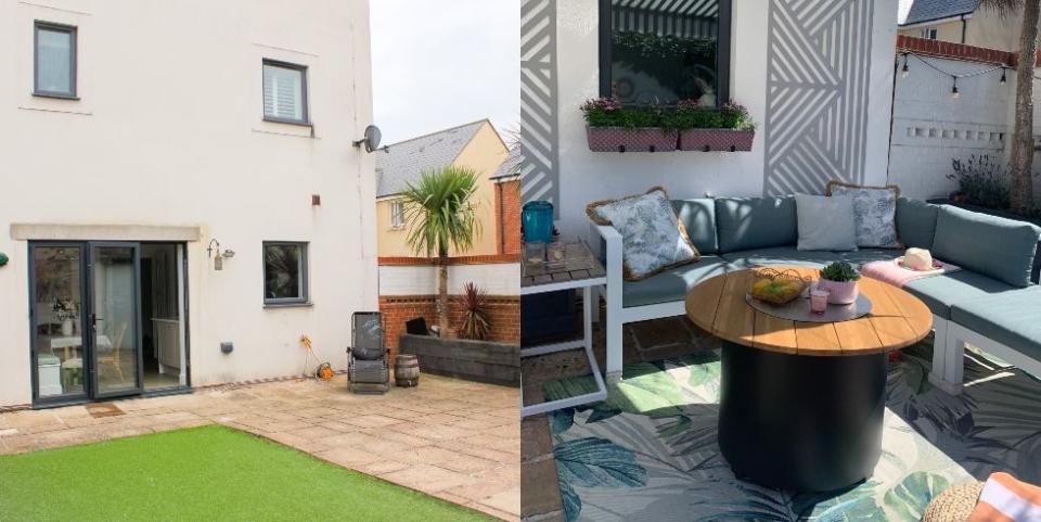 Before & After: Dull garden transformed into colourful outdoor space with cinema