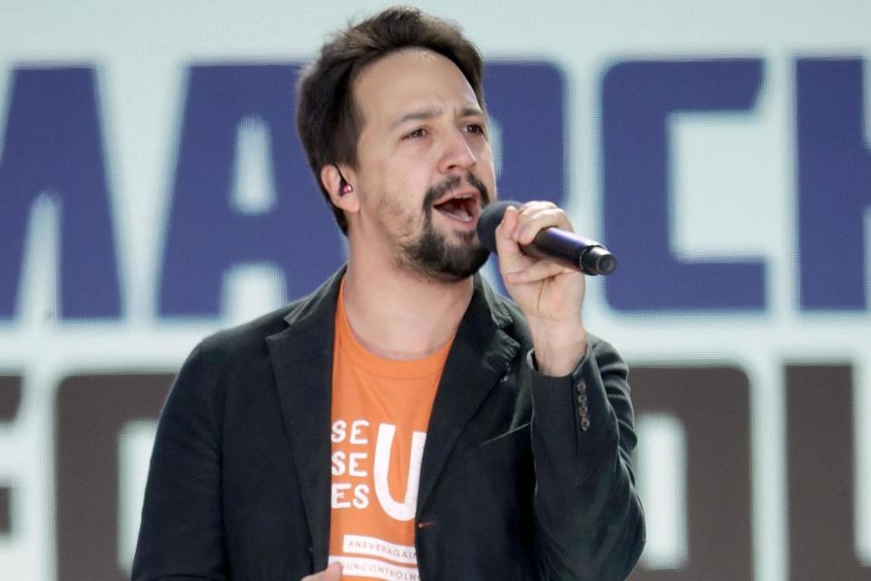 <p>Lin-Manuel Miranda joins Jennifer Lopez and Justin Timberlake for the inauguration</p> (Getty)