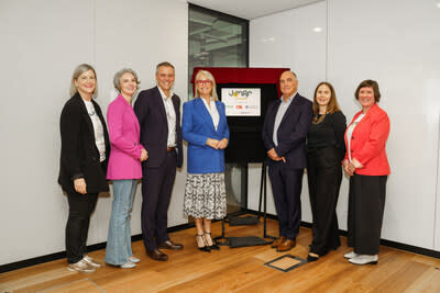 Jumar plaque unveiling (L-R) Sally-Ann Williams, Lauren Morrey, Ken Jefferd, Mayor Sally Capp, Andrew Nash, Anne-Laure Puaux, Camille Shanahan