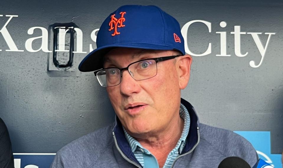 Steve Cohen speaks to reporters before the Mets game against the Kansas City Royals.
