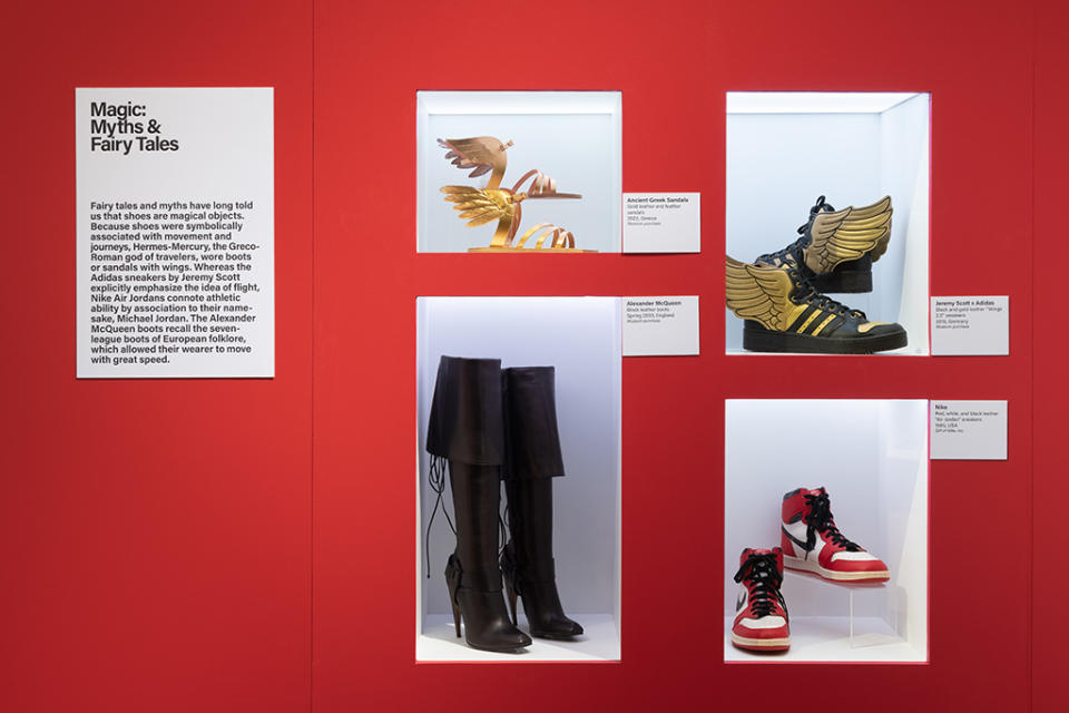 Winged styles and Nike Air Jordans seen to evoke a “magically” emotion at the Museum at FIT’s latest exhibition. - Credit: Eileen Costa