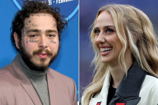 <p> Kevin Mazur/Getty, Rob Carr/Getty</p> Post Malone; Brittany Mahomes