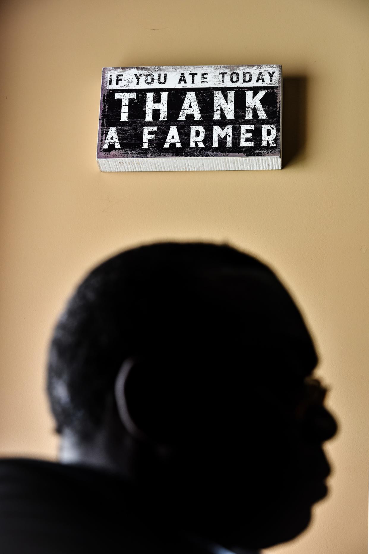 State rep. Rickey Thompson speaks to local black farmers at the Mississippi Minority Farmers Alliance Headquarters in Okolona, Miss. on October 19, 2022.
"There's a lot of things that these small farmers and MMFA have engaged in that are really making this community viable."