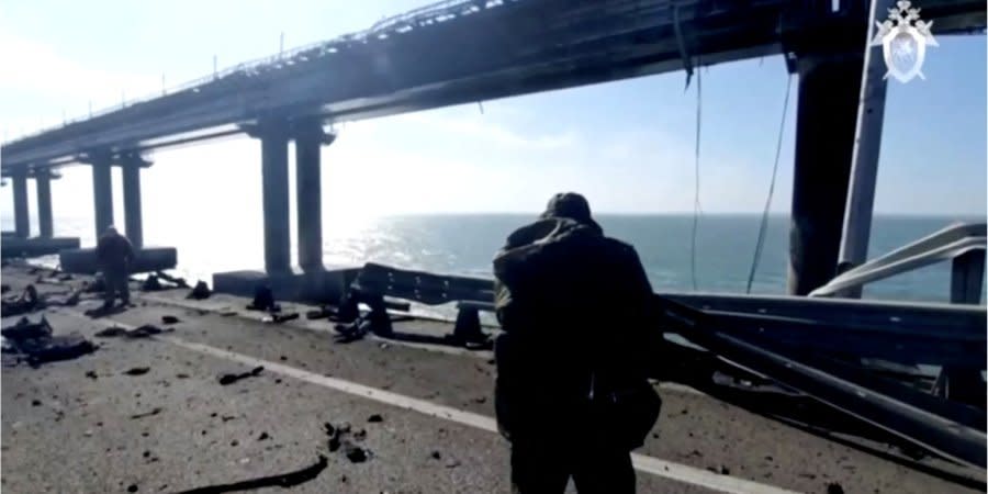 Two of the four lanes of the Crimean bridge collapsed in several places, British intelligence said