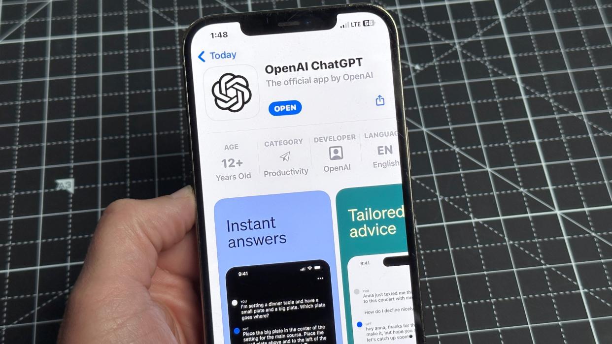  The ChatGPT app for iOS on an iPhone. 