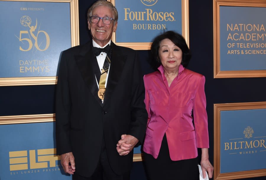 Maury Povich, left, and Connie Chung arrive at the 50th Daytime Emmy Awards on Friday, Dec. 15, 2023, at the Westin Bonaventure Hotel in Los Angeles. (Photo by Richard Shotwell/Invision/AP)