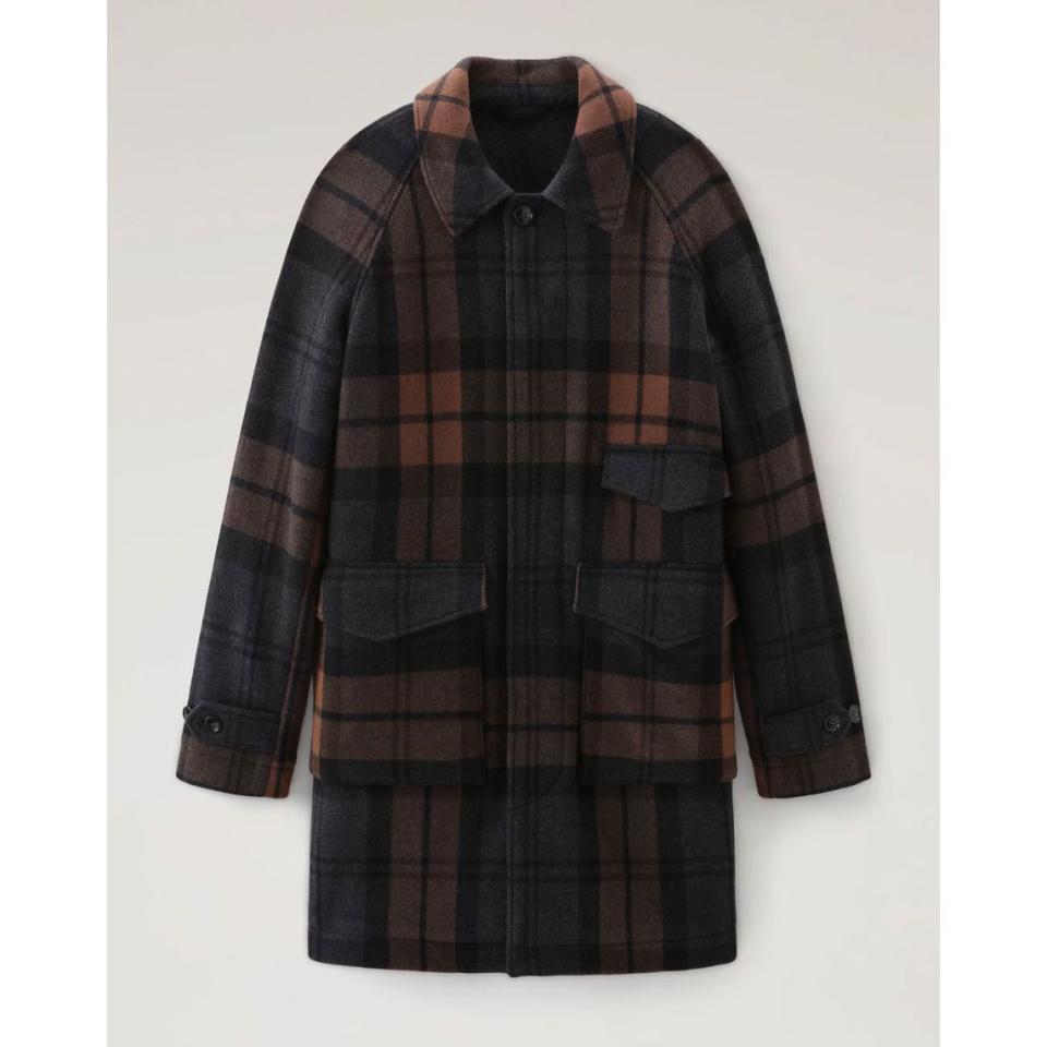 Upstate Recycled Melton Wool Check Coat