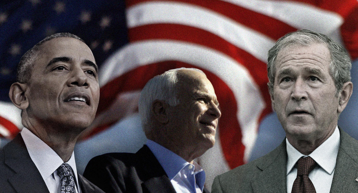 Barack Obama, John McCain, George W. Bush (Photo illustration: Yahoo News; photos: Carolyn Kaster/AP [2], Tom Pennington/Getty Images)