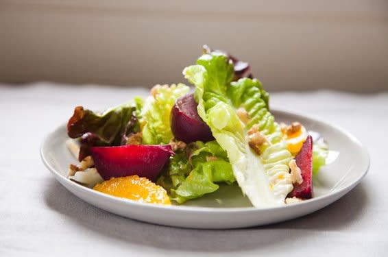 Red Leaf Salad with Roasted Beets, Oranges, and Walnuts