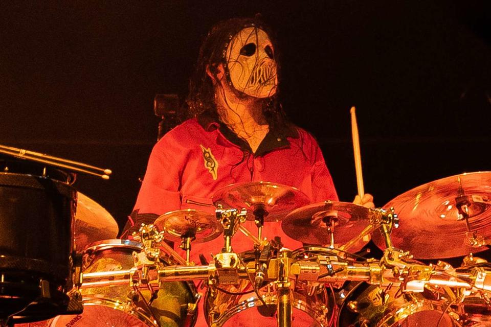 <p>Venla Shalin/Redferns</p> Jay Weinberg performing in Slipknot