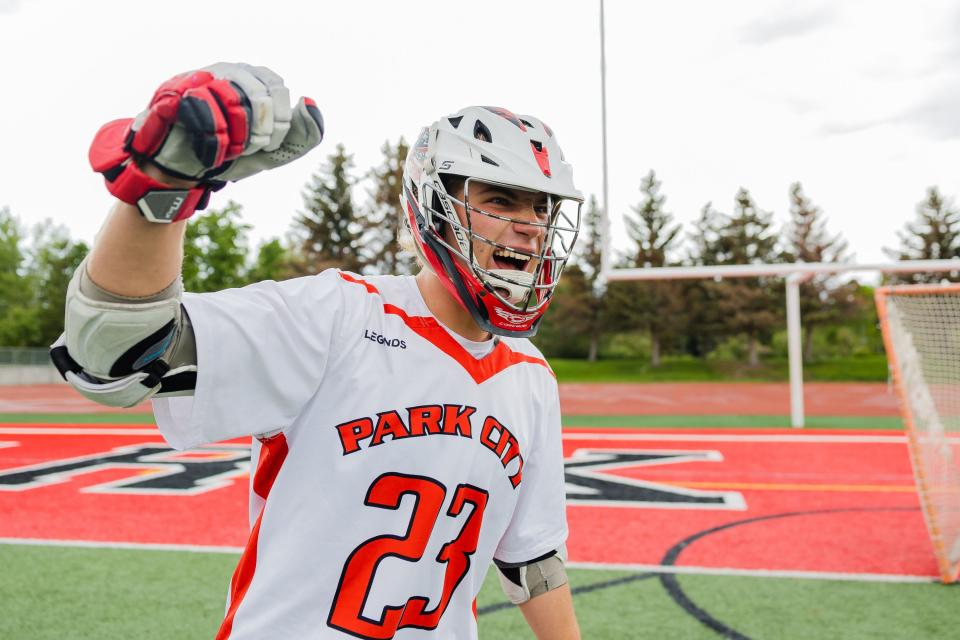 Park City’s Chase Beyer, named the Deseret News’ Mr. Lacrosse for 2023, poses for a portrait at Park City High School in Park City on June 11, 2023. | Ryan Sun, Deseret News