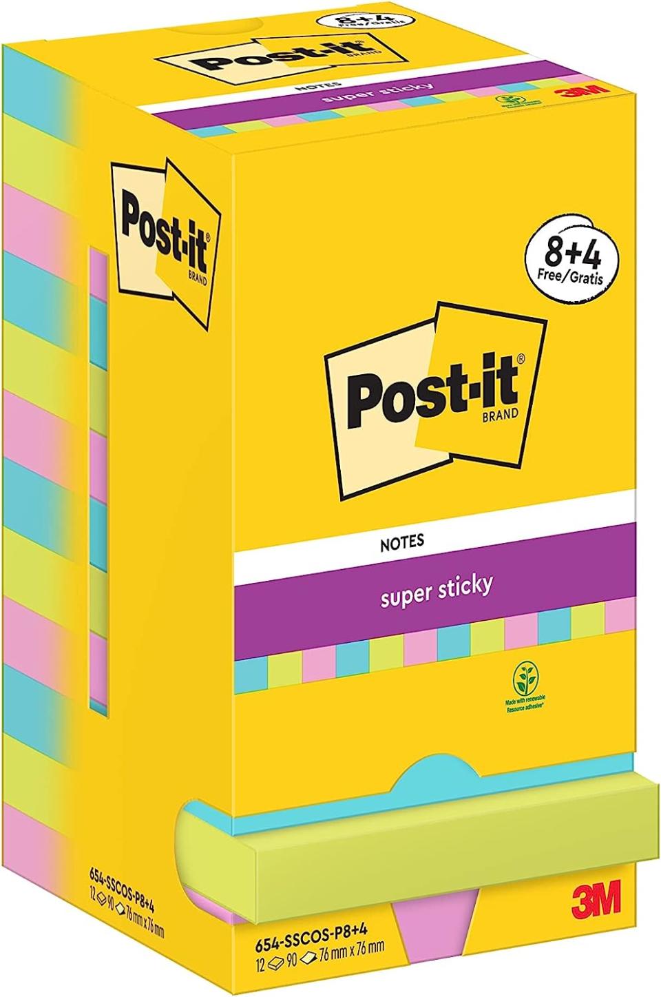 Post-it Super Sticky Notes, Packung mit 12 Blöcken