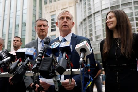 Richard P. Donoghue, United States Attorney for the Eastern District of New York, speaks to the media after the guilty verdicts in the sex trafficking and racketeering case against Nxivm cult founder Keith Raniere outside the Brooklyn Federal Courthouse in